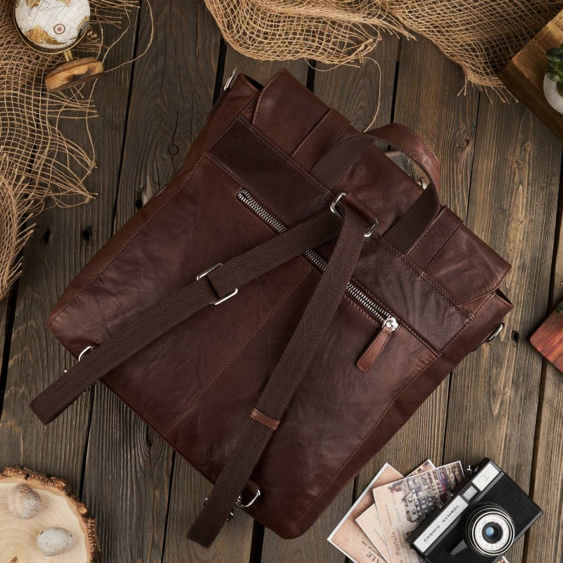 Kožený hnedý batoh 2v1 VENNI