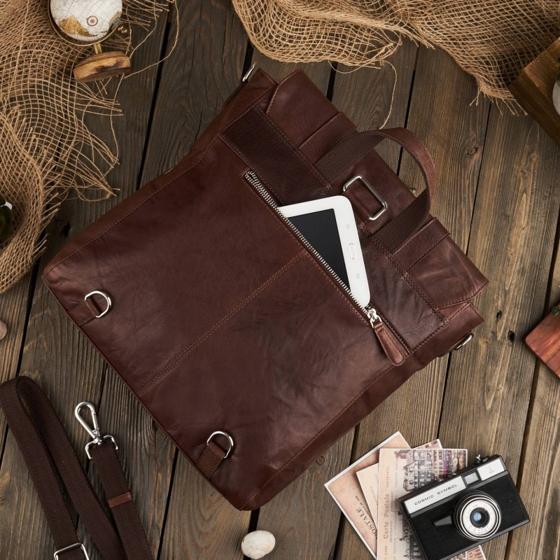 Kožený hnedý batoh 2v1 VENNI