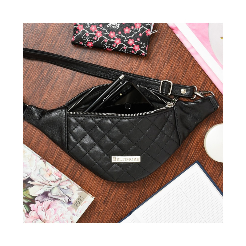 Kožená dámska čierna crossbody kabelka Beltimore "AGALIA"