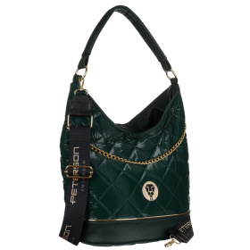 Dámska zelená kabelka na rameno, cez plece, cez telo (crossbody), so zlatými detailmi