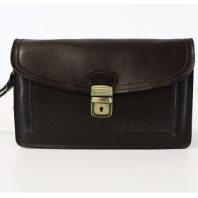 Pánska tmavohnedá kožená príručná taška VENICE