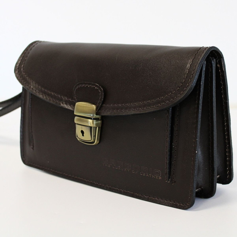 Pánska tmavohnedá kožená príručná taška VENICE