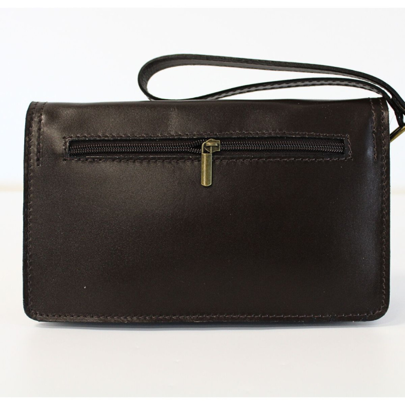 Pánska tmavohnedá kožená príručná taška VENICE