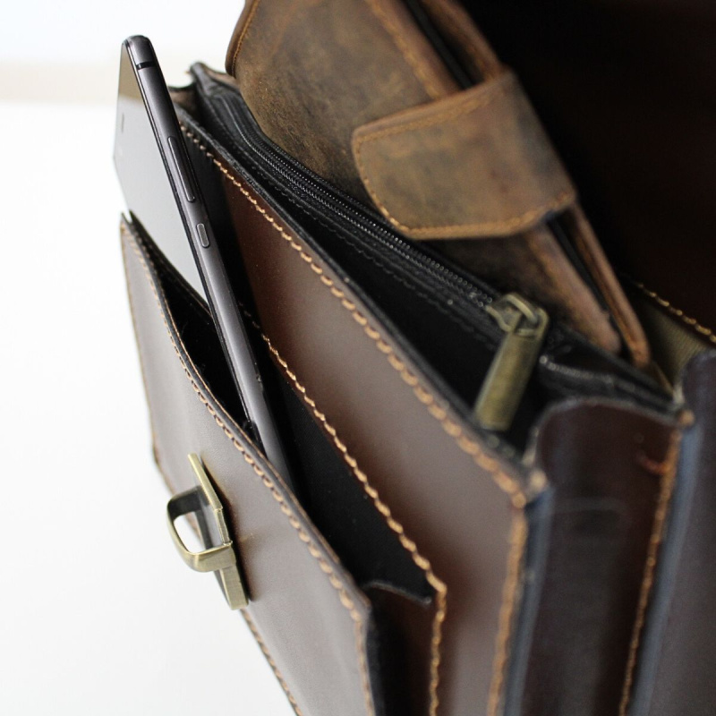 Pánska hnedá kožená príručná taška VENICE