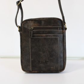 Kožená pánska hnedá crossbody taška so zapínaním na zips