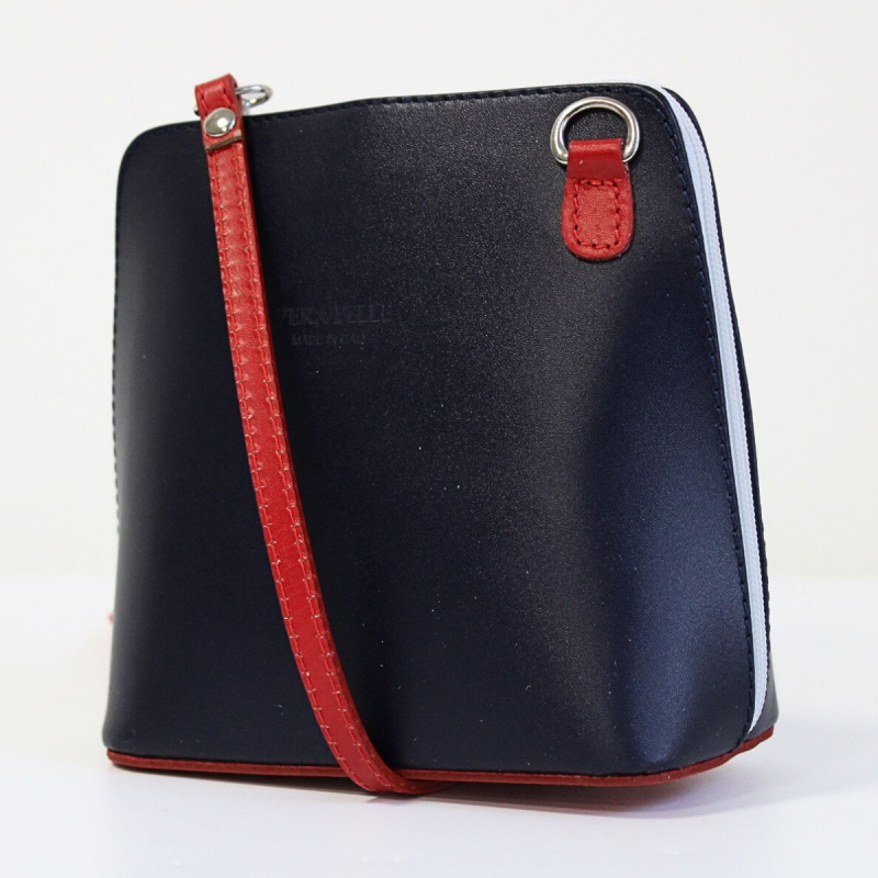 Dámska kožená crossbody kabelka VERA PELLE NAVY