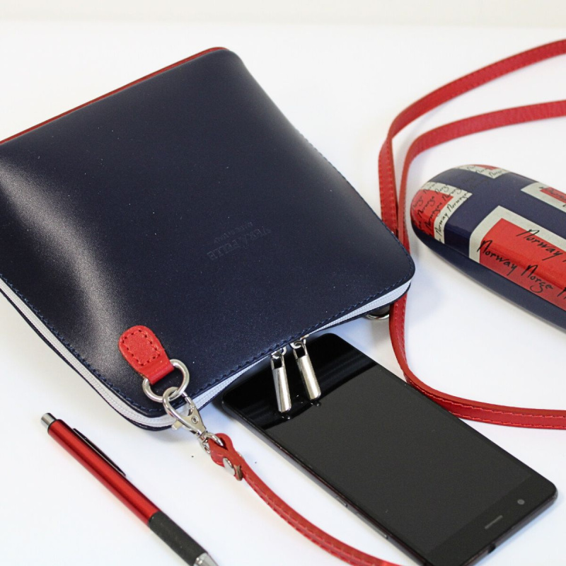 Dámska kožená crossbody kabelka VERA PELLE NAVY