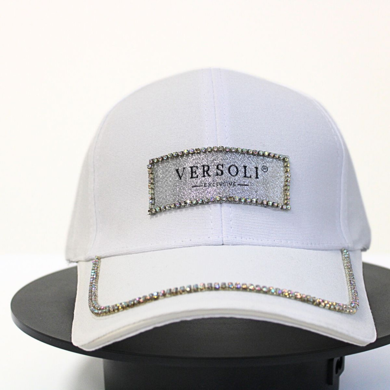 Dámska biela šiltovka s ozdobnými prvkami VERSOLI CRYSTAL