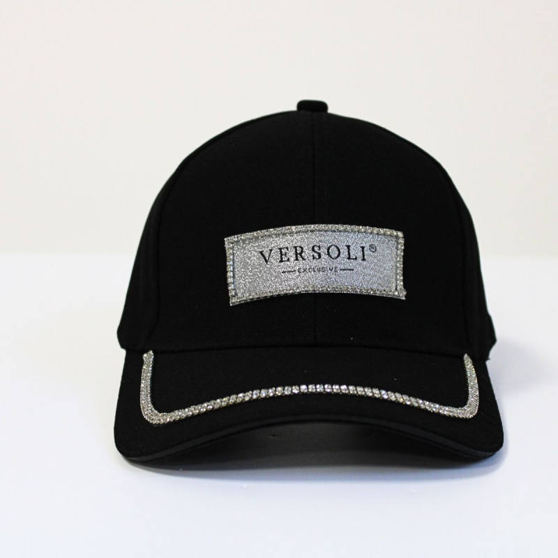 Dámska čierna šiltovka s ozdobnými prvkami VERSOLI CRYSTAL