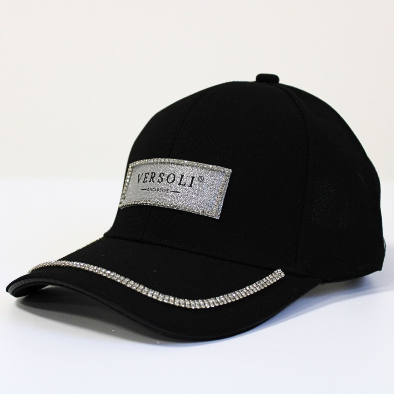 Dámska čierna šiltovka s ozdobnými prvkami VERSOLI CRYSTAL