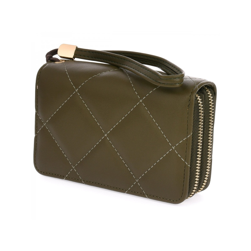 Dámska khaki (kaki) prešívaná peňaženka na zips