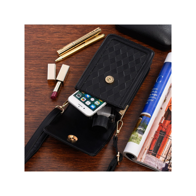 Dámska čierna kabelka na mobil ALEGRA