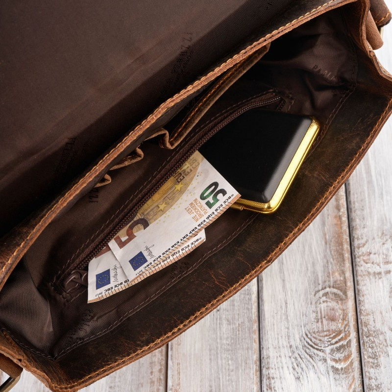 Kožená pánska hnedá crossbody taška ALERON