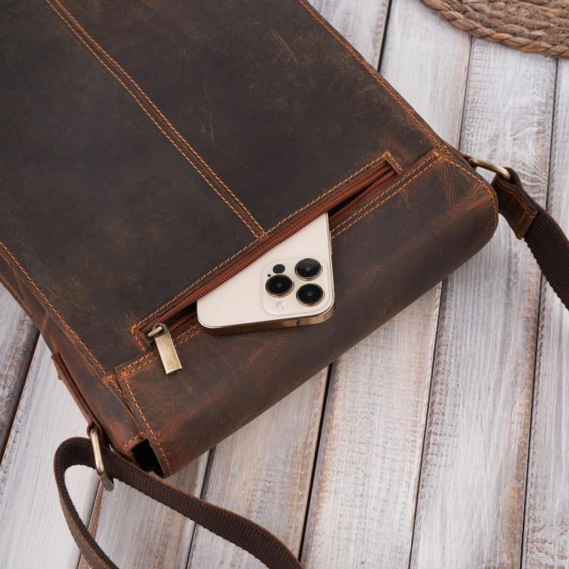 Kožená pánska hnedá crossbody taška ALERON