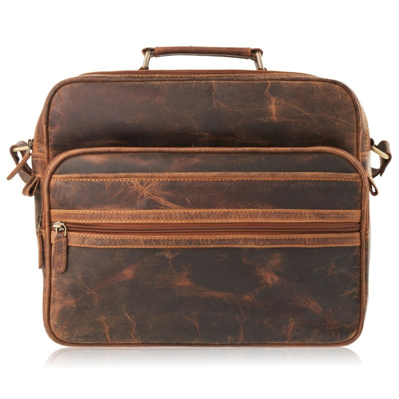 Pánska hnedá vintage kožená taška na rameno, cez plece, cez telo, crossbody.