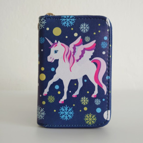 Detská peňaženka na zips s motívom jednorožca. So vzorom, s potlačou