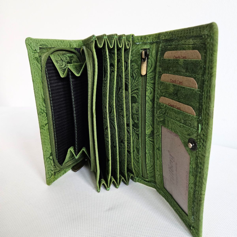 Dámska kožená zelená peňaženka KALEA