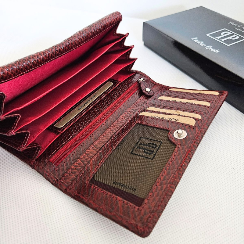 Červená kožená dámska peňaženka Paolo Peruzzi