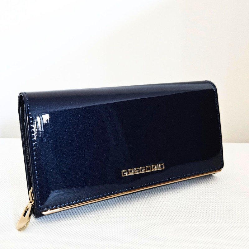 Dámska modrá kožená lakovaná peňaženka