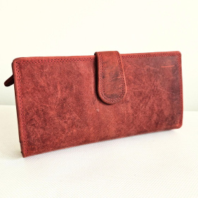 Dámska kožená červená veľká peňaženka na patent (cvok)