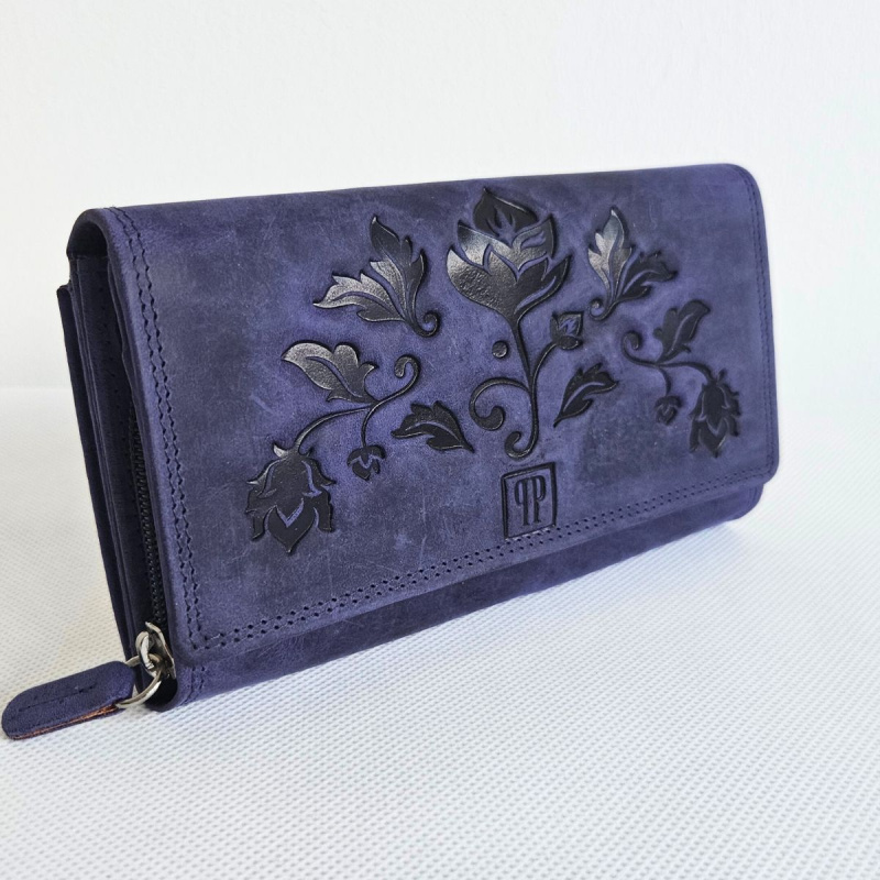 Modrá kožená dámska peňaženka ANIKA