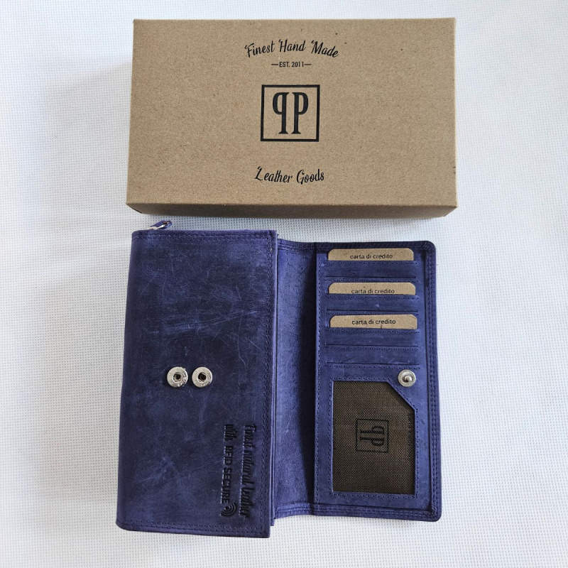 Modrá kožená dámska peňaženka ANIKA