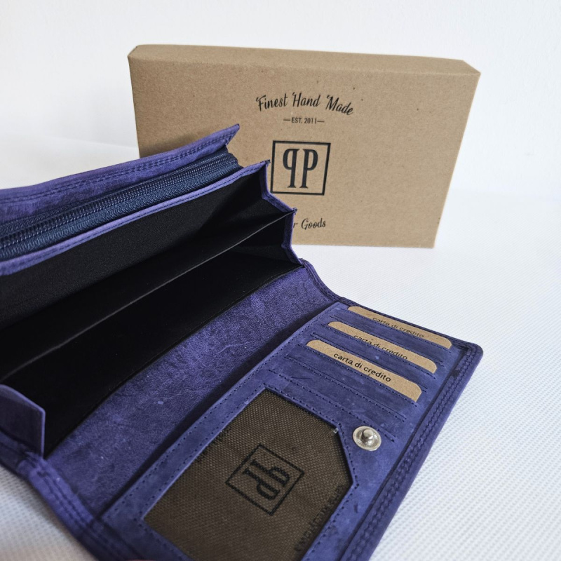 Modrá kožená dámska peňaženka ANIKA