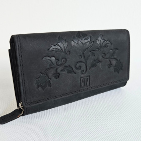 Čierna kožená dámska peňaženka Vintage
