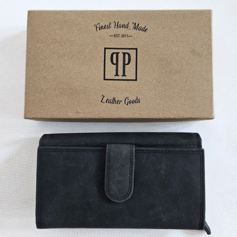 Čierna kožená dámska peňaženka Vintage