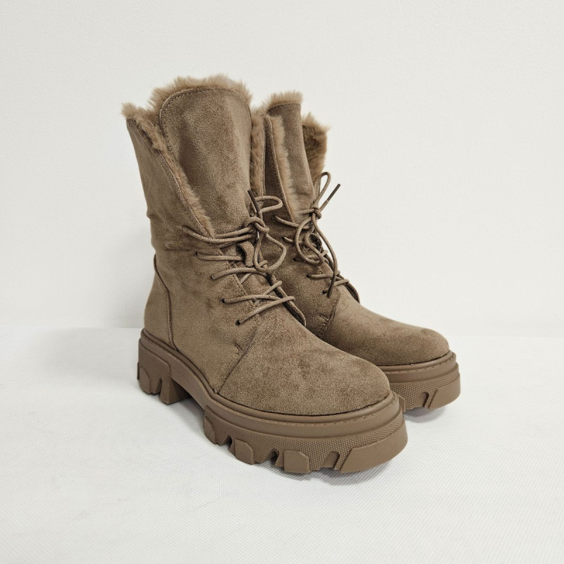 Béžové zateplené dámske čižmy POLA