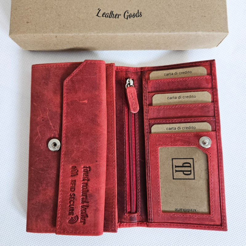 Červená dámska kožená peňaženka TALIA