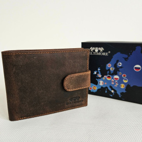 Kožená pánska hnedá vintage peňaženka na patent