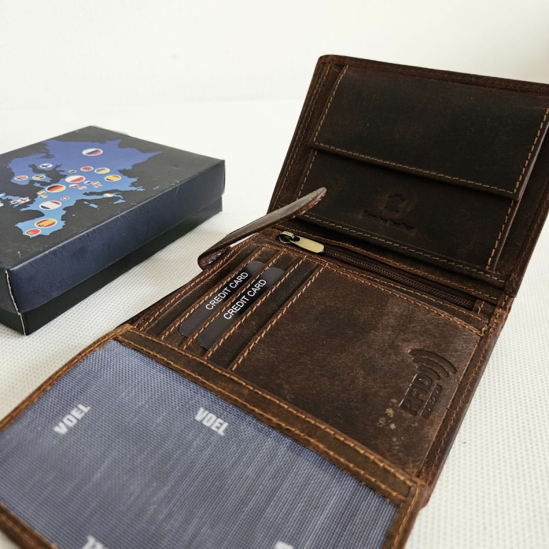 Pánska kožená hnedá peňaženka GERARD