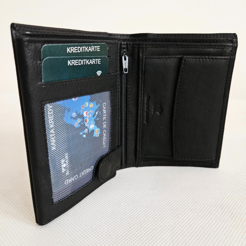 Pánska čierna kožená peňaženka LIAM