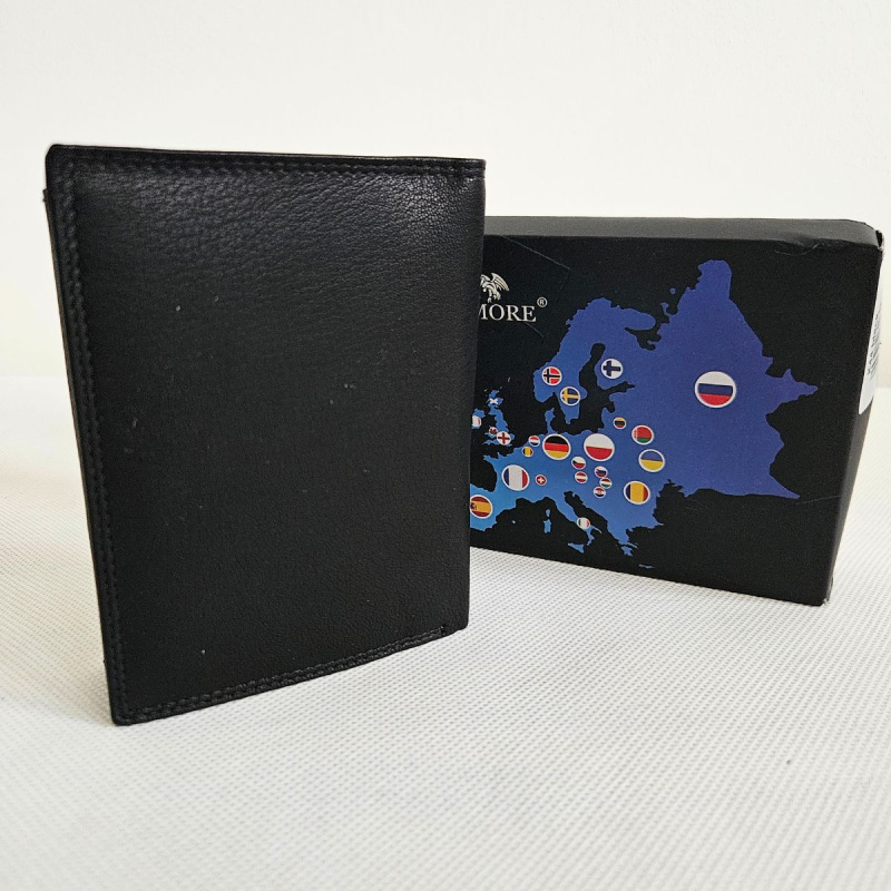 Pánska čierna kožená peňaženka LIAM