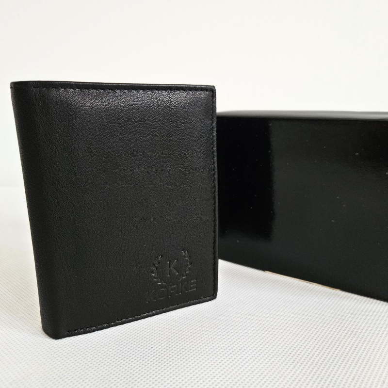 ČIERNA KOŽENÁ PEŇAŽENKA KORKE - BL01