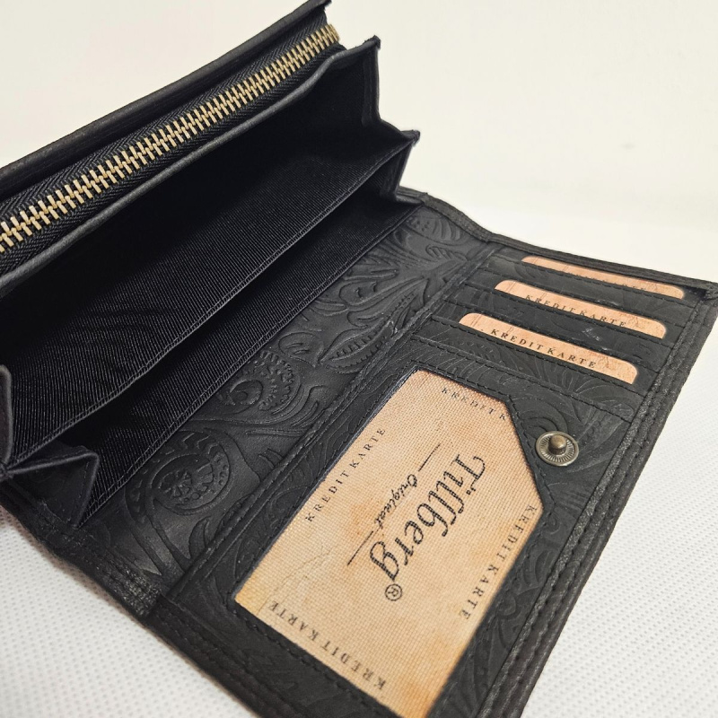 Dámska čierna peňaženka z pravej kože YVET