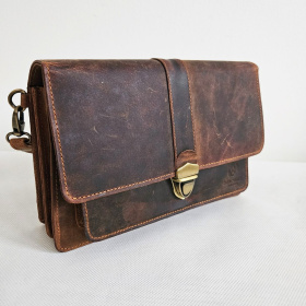 Hnedá vintage pánska kožená príručná taška ALMAR