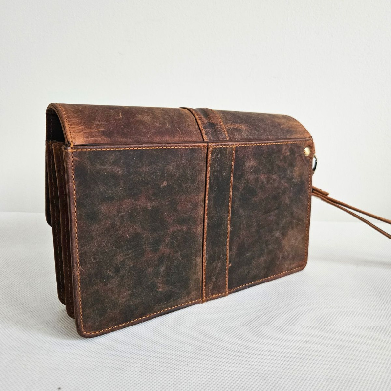 Hnedá vintage pánska kožená príručná taška ALMAR