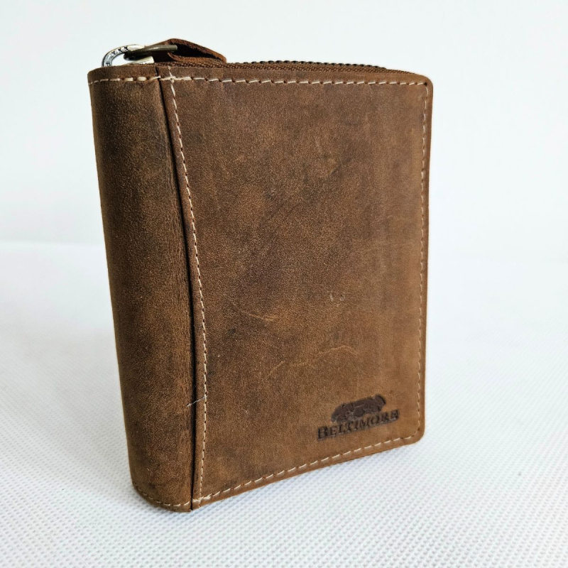 Pánska kožená svetlohnedá peňaženka na zips DIRK