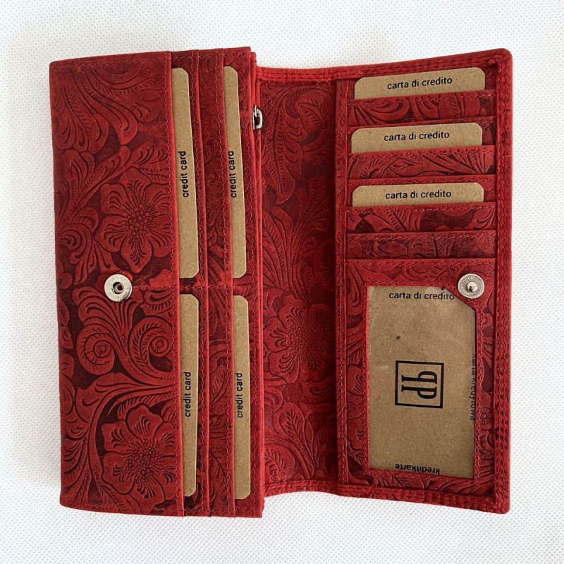 Dámska kožená červená peňaženka LENORA