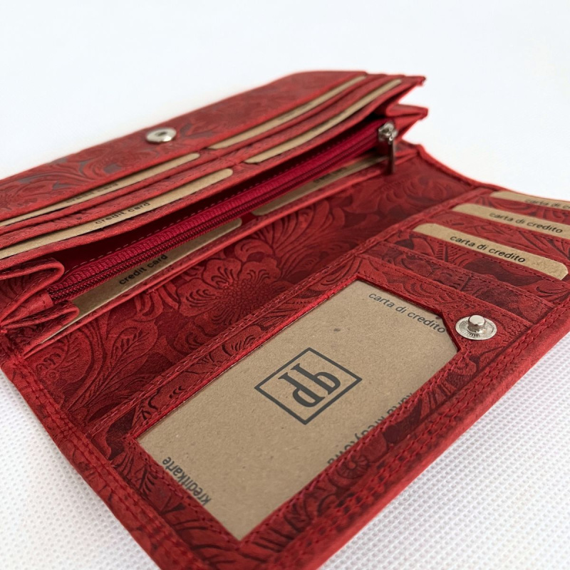 Dámska kožená červená peňaženka LENORA