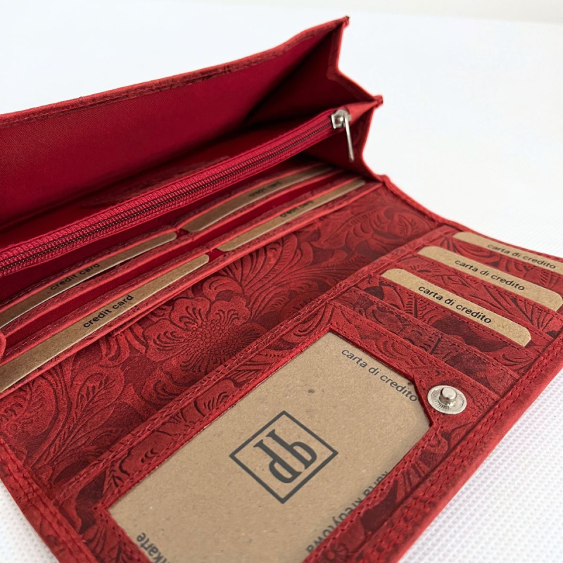 Dámska kožená červená peňaženka LENORA