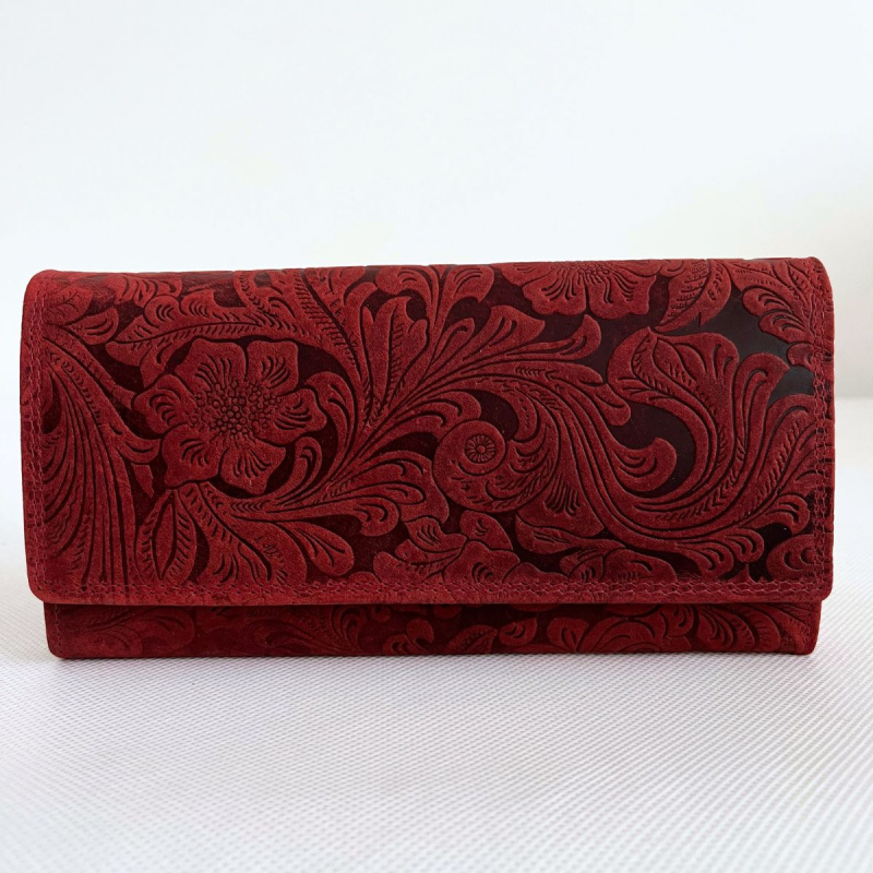 Dámska kožená červená peňaženka LENORA