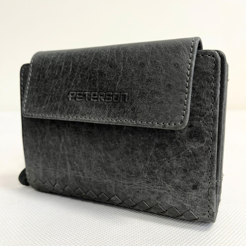 Kožená dámska sivočierna peňaženka PRISMA