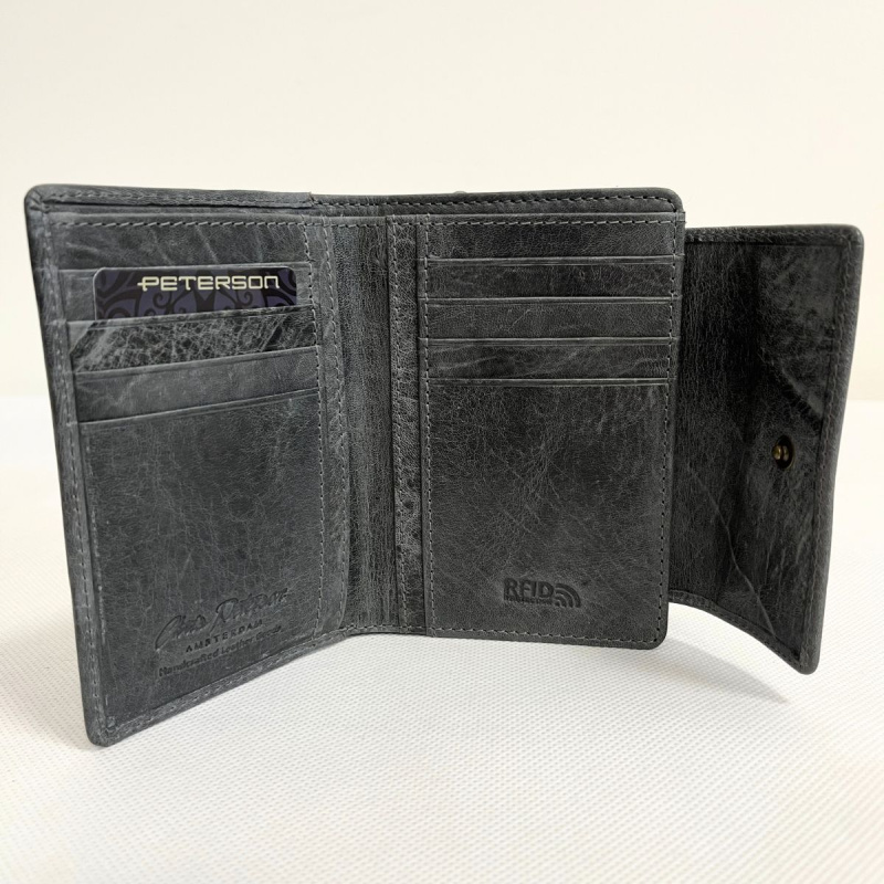 Kožená dámska sivočierna peňaženka PRISMA