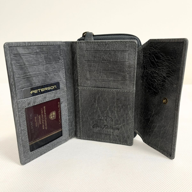 Kožená dámska sivočierna peňaženka SISSY