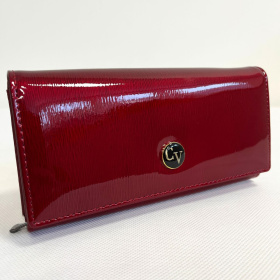 Kožená dámska lakovaná červená veľká peňaženka