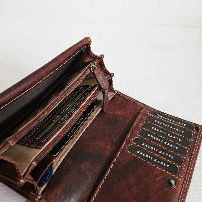 Tmavohnedá kožená peňaženka 7-TREE