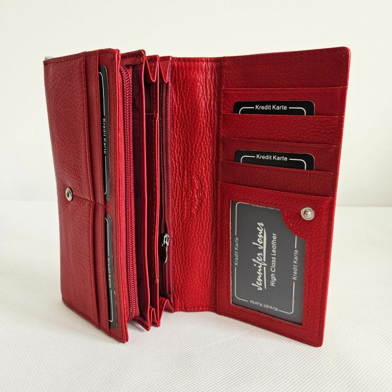 Červená dámska kožená peňaženka JENNY